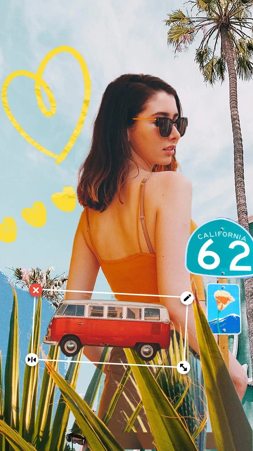 Пример фотоколлажа с вырезанными объектами в InShot